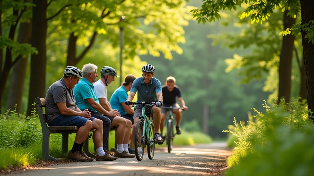Cyclists enjoying a peaceful moment on a forest path