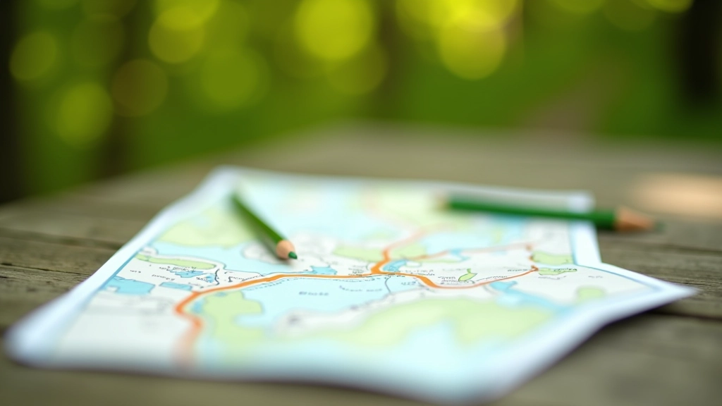 Cycling map showing forest trail route through Druskininkai woodland with marked entrance and scenic waypoints
