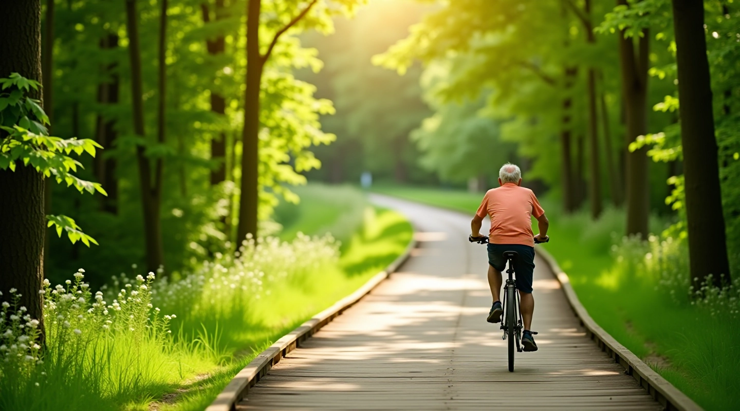 Cycling path through forest alongside Nemunas river